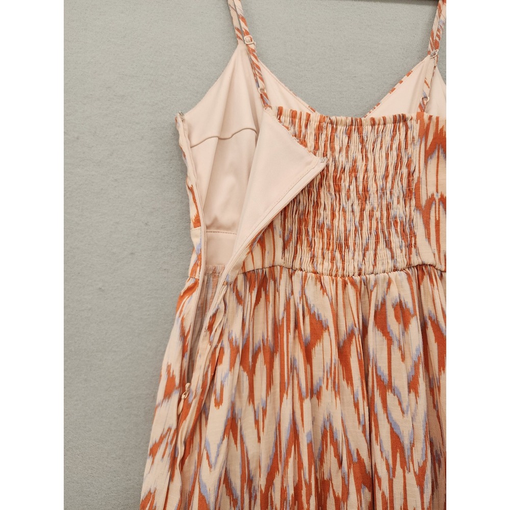 Nine West Petites Ikat Print High-Low Midi Dress Rust Orange Sleeveless PXS New - Picture 9 of 12